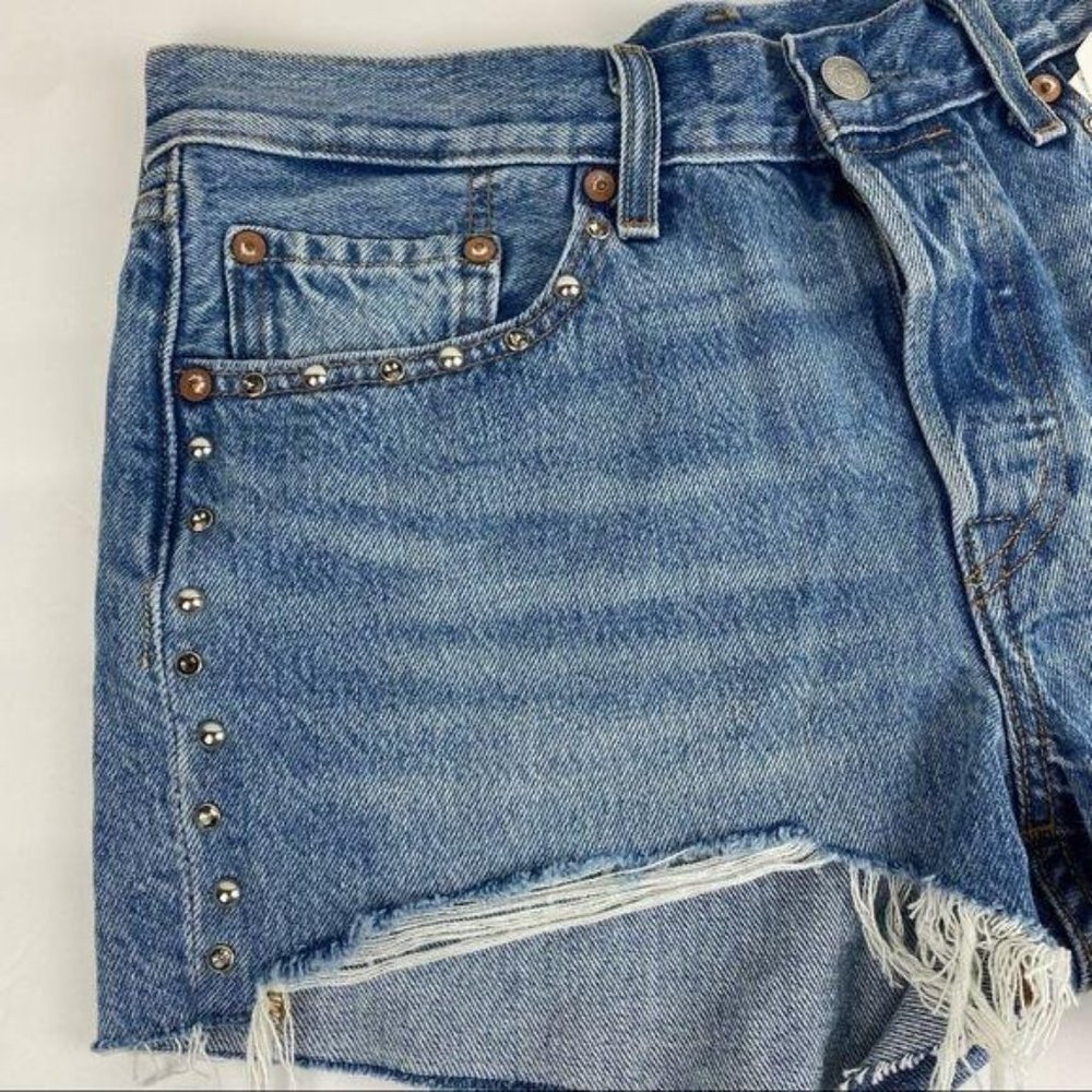 UpCycled *NWT* Levi's Embellished 501 Shorts 27 - Picture 3 of 7